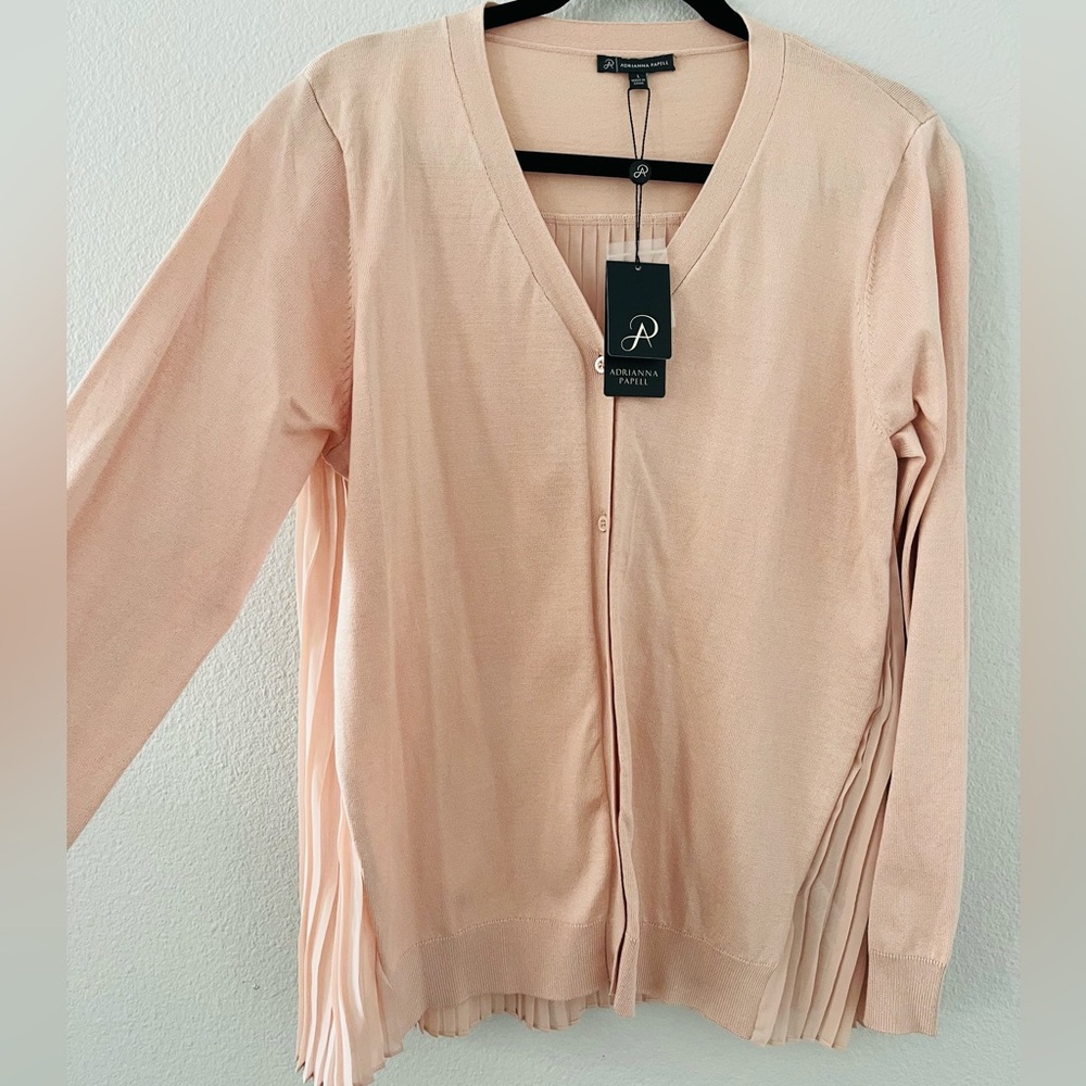 Adrianna Papell Cardigan with Sheer Pleated Back